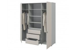 Четырехстворчатый шкаф для одежды и белья с зеркалом в спальню Леонардо МН-026-09-С1